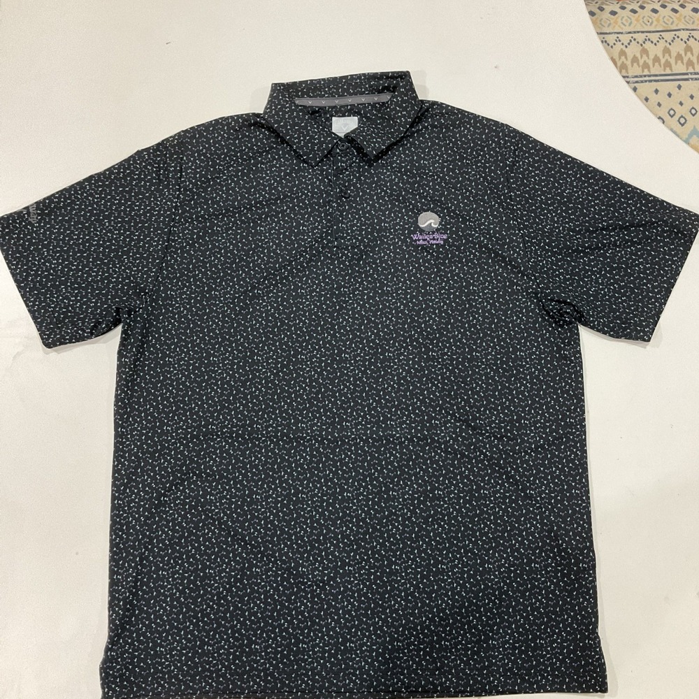Callaway Golf Polo Shirt Black Martini Glass All Over Print Size Large